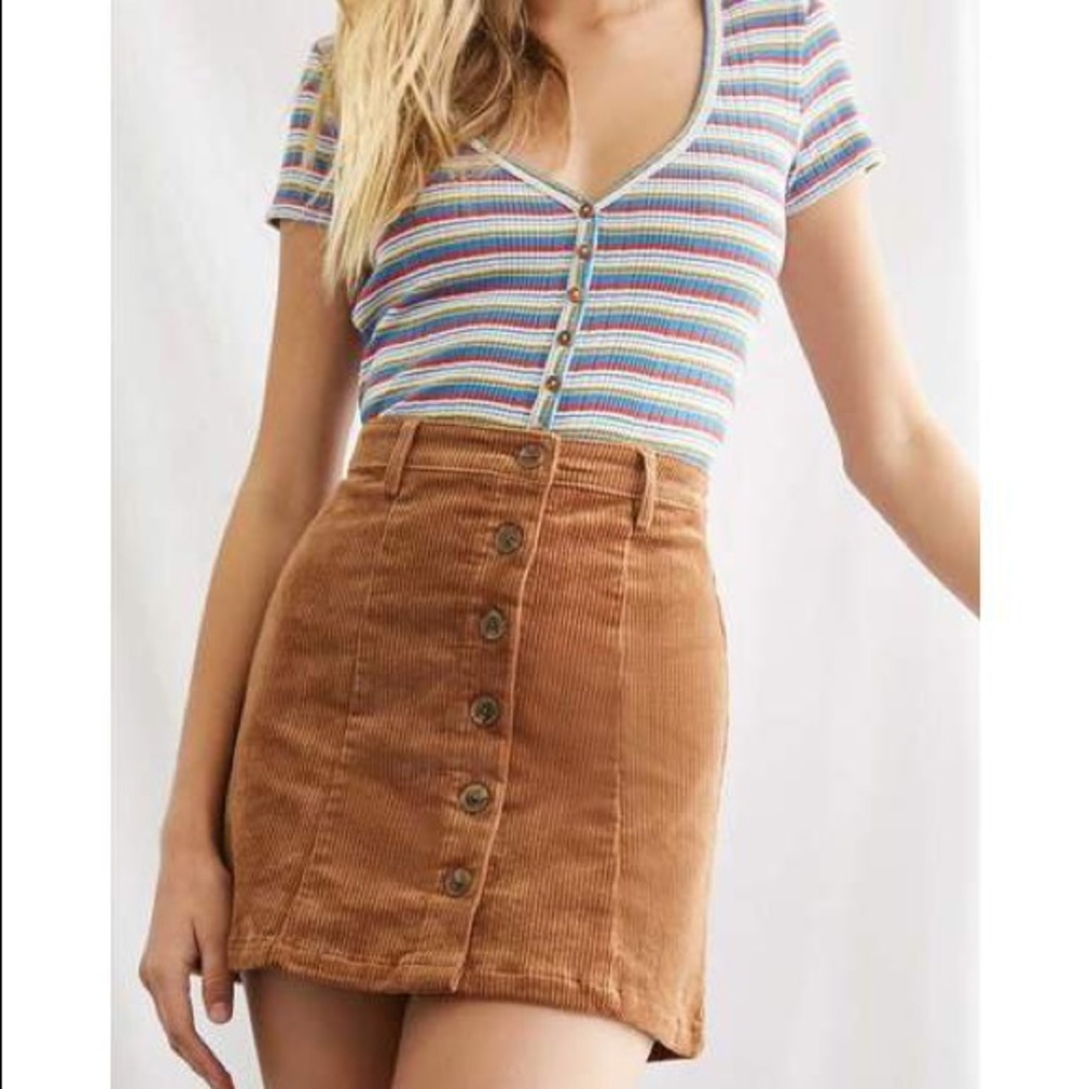 NWT Corduroy Button-Front Mini Skirt